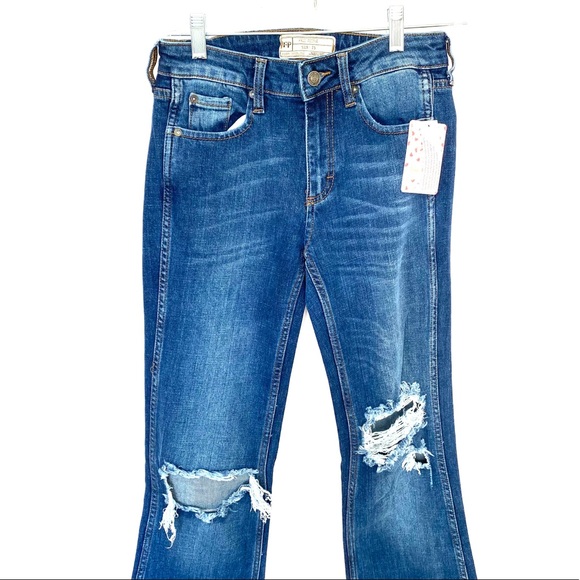 Free People Jeans Authentic Flare Jeans Blue Riptide Sz 25 0 - Picture 5 of 15